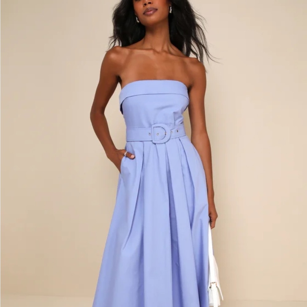 Lulu's Blue Strapless Sundress for Wedding Guests